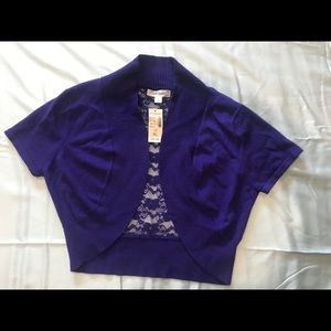 Dressbarn purple short sleeve shrug cardigan